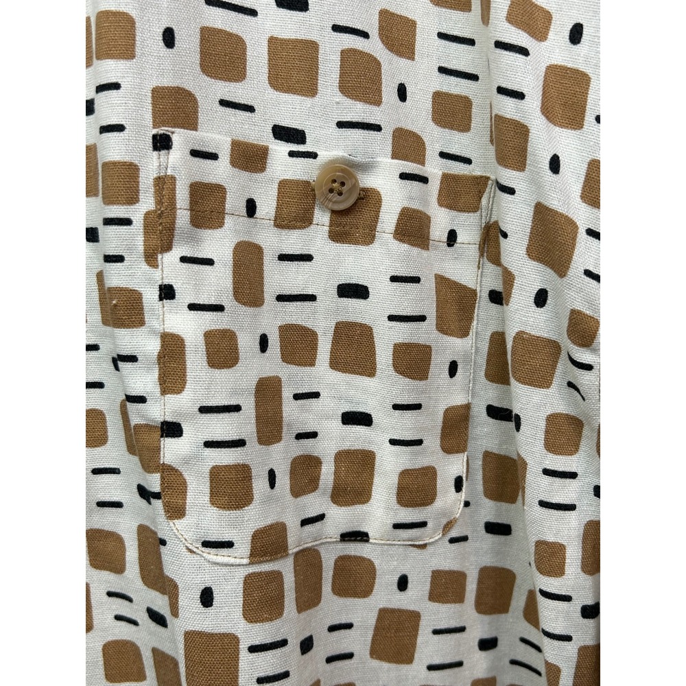 Trust Shirt Mens 3X Linen Blend Short Sleeve Button Down Geo Print White NEW - Picture 7 of 9